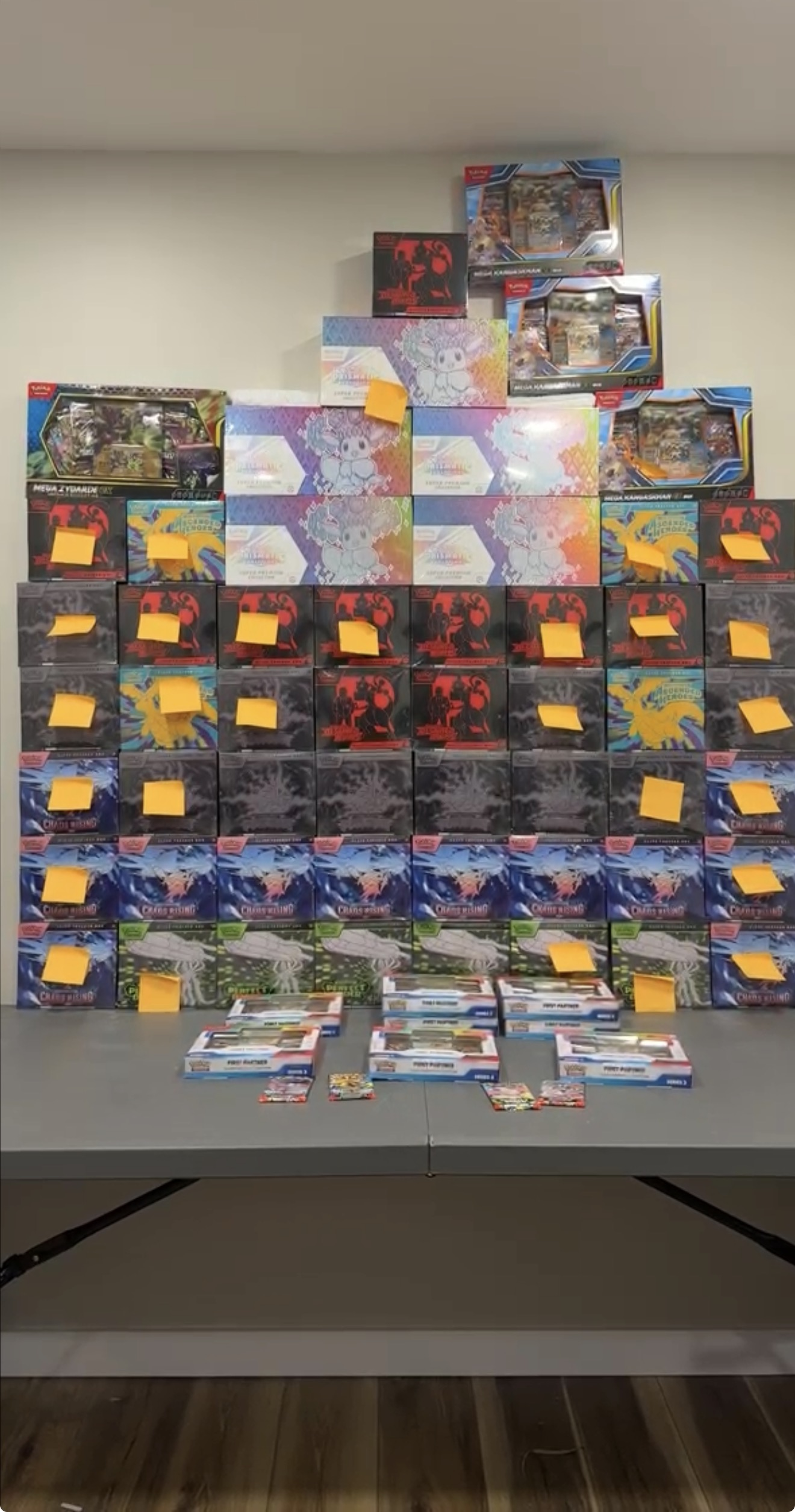 A large selection of sealed Pokémon Trading Card Game products.